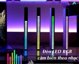 Thanh đèn led cảm ứng nhạc MT7A - Đèn led RGB nháy theo nhạc 32 hạt - Trang trí, décor