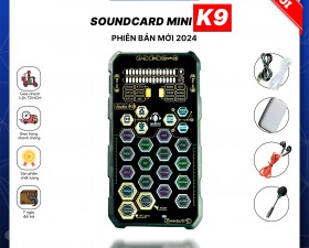 Sound Card K9 Bản Mới 2024 - Hỗ Trợ Livestream Thu Âm Karaoke Tặng Kèm Micro Tai Nghe Dây Cáp Đầy Đủ
