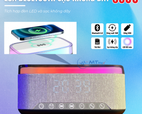 Loa Bluetooth Kiêm Sạc Điện Thoại Không Dây S300 - Màn Hình LCD Cao Cấp, Hệ Thống Đèn LED Bắt Mắt