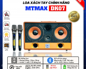 Loa Xách Tay DK07 - Loa Karaoke Công Suất Lớn 300W, 2 Bass Trầm 20CM, Kèm 2 Micro Không Dây