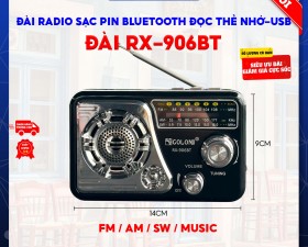 Đài Radio Dùng Pin Sạc RX 906BT - Máy Nghe Nhạc, Đài Radio, FM, AM, SW Kết Nối Bluetooth