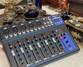 Bàn trộn Mixer F7 USB - 7 kênh cao cấp - Có bluetooth, chống hú tuyệt đối 