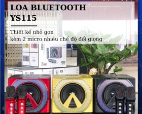 Loa Bluetooth YS115 - Kèm 2 Micro Không Dây, Có Đèn Led, Nhiều Chế Độ Đổi Giọng Âm Thanh Sống Động