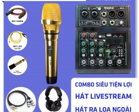 Combo Micro Caf P12, Mixer G4 2022 - Vừa thu âm vừa hát ra loa - Kèm full phụ kiện 