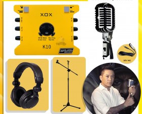 Combo thu âm, livestream Micro Ami DQ-55SH, Sound card XOX K10 Jubilee - Kèm full phụ kiện