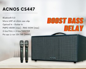 Dàn âm thanh di động ACNOS CS447 - Loa kéo tích hợp vang số chỉnh cơ - Kèm 2 micro không dây UHF 