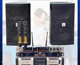 Combo Dàn Karaoke Loa Đôi Bass30, Đẩy Max9000Pro, Vang T68, Micro UGX50