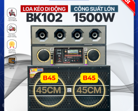 Loa Kéo MTMax BK102 Pro Bass Đôi 45cm Siêu Khủng Công Suất 1500W Thiết Kế Độc Đáo
