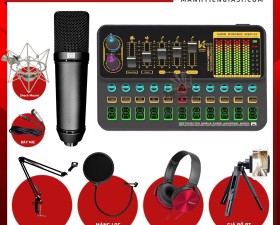 Combo thu âm, livestream Micro AQTA U87-Pro, Sound card K500 - Kèm full phụ kiện