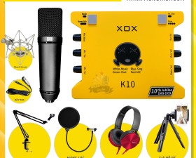Combo thu âm, livestream Micro AQTA U87-Pro, Sound card XOX K10 Jubilee - Kèm full phụ kiện 