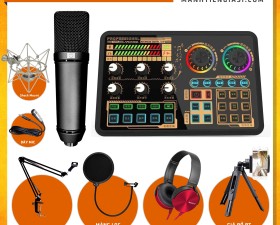 Combo thu âm, livestream Micro AQTA U87-Pro, Sound card K600 - Kèm full phụ kiện
