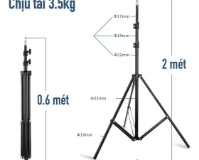 Chân đèn đa năng siêu cao 2 mét gắn đèn led, gắn điện thoại, máy tính bảng hỗ trợ livestream 