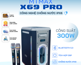 Loa Xách Tay Bluetooth 5.3 MTMAX X69 Pro, Công Suất 300W Mạnh Mẽ, Chống Nước IPX6