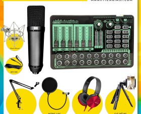 Combo thu âm, livestream Micro AQTA U87-Pro, Sound card H9 bluetooth 2021 - Kèm full phụ kiện