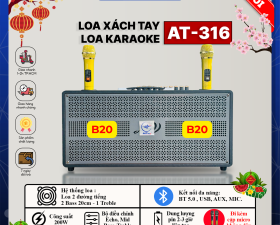Loa Xách Tay 2 Đường Tiếng AT-316 Pro - Công Suất 200W, Bass 20cm, Đi Kèm 2 Micro Đa Năng