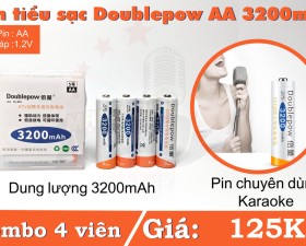 Combo 4 pin sạc AA 3200mAh cao cấp thương hiệu Doublepow