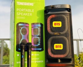 Loa Karaoke Bluetooth Đèn Led RGB Temeisheng 6620D Công Suất 200W Kèm 2 Micro Cao Cấp