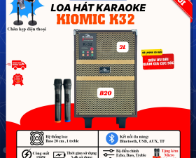 Loa Karaoke Kiomic K32 - Loa Xách Tay Bluetooth Cao Cấp Giá Rẻ Tặng Kèm 2 Micro Không Dây