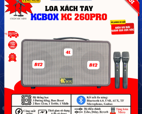 KCBox KC260Pro - Loa Xách Tay Karaoke Cao Cấp, Tặng Kèm Micro Không Dây Cao Cấp Và Chân Micro Mini.