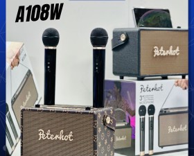 Loa Bluetooth Karaoke Peterhot A108W Kèm 2 Micro Không Dây
