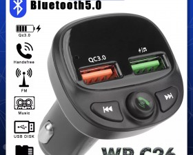 Tẩu Sạc Xe Hơi WP C26 USB Kép QC 3.0 Máy Nghe Nhạc, Gọi Rảnh Tay Bluetooth 5.0