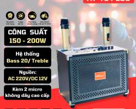 Loa Xách Tay Bluetooth MTMAX AT-T9 Plus Công Suất 150 - 200W, Bass 20, Treble Kèm 2 Micro Không Dây