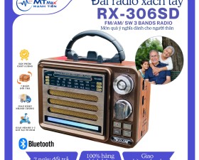 Đài Radio RX-306SD - Loa Nghe Nhạc Bluetooth Kiêm Đài FM Cổ Điển, Đầy Đủ Chức Năng