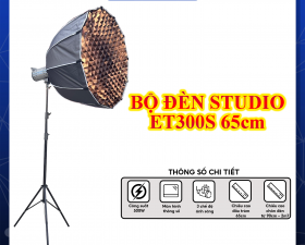 Bộ Đèn Studio ET300S Loại 65cm - Công Suất 600W, 3 Chế Độ Sáng, Gấp Gọn Thoải Mái Di Chuyển