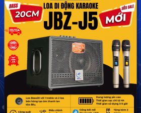 Loa Xách Tay Di Động JBZ J5 Bass 20cm Siêu Trầm Kèm 2 Micro Không Dây Bảo Hành 12 Tháng