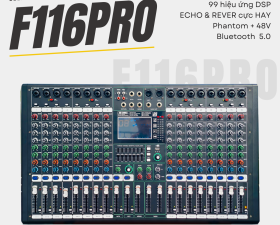 Mixer Cao Cấp MTMAX F116Pro 16 Line 7 Band Equalizer Mượt Mà 99 Hiệu Ứng DSP Bluetooth Nguồn 48V