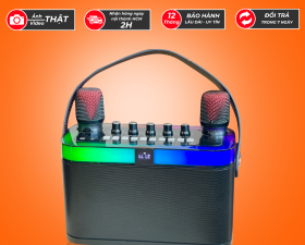Loa X3 Kèm 2 Mic Karaoke Song Ca Nghe Nhạc Đèn Led 2 Bass Căng Công Suất 20W