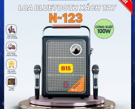 Loa Hay Nhất 2024 | Loa Xách Tay Karaoke N123 Bass 15cm Kèm 2 micro karaoke
