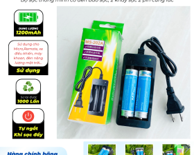 Combo Sạc 2 Pin Kèm Đốc Sạc Có Đèn Báo Sạc, 2 Khay Sạc 2 Pin Cùng Lúc Tự Động Ngắt Khi Sac Đầy