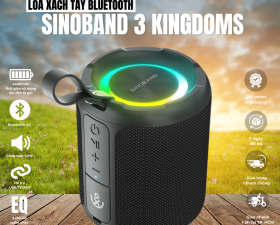 Loa Xách Tay Sinoband 3 Kingdoms Công Suất 40W, Công Nghệ IPX6 Kháng Nước Hiệu Quả, Tích Hợp Led RGB