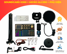Combo Thu Âm, Livestream Chuyên Nghiệp Soundcard K300 + Micro AQTA ALC-290 - Phụ Kiện
