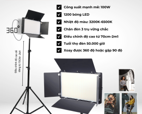 Đèn Studio LED U800+ Hỗ Trợ Studio Chụp Ảnh, Quay Phim, Livestream - Kèm Chân Đèn 2m1 