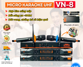 Micro Karaoke Không Dây VN8 - Hút Âm Mạnh, Chống Nhiễu, Hiển Thị LED Sắc Nét