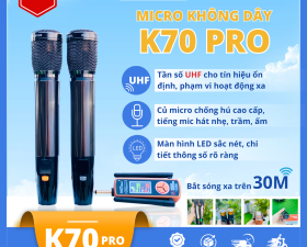 Micro Không Dây Đa Năng MTMAX K70 Pro Bắt Sóng Xa, Hợp Kim Cao Cấp, Chống Hú, Rè, Hạn Chế Tạp Âm