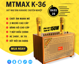 Loa Xách Tay Di Động Bluetooth MTMAX K36, Hệ Thống 1 Bass 20, 1 Treble, Công Suất 160W Mạnh Mẽ