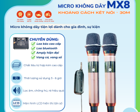 Micro Đa Năng MX8 Micro Không Dây Chống Hú Chuyên Karaoke