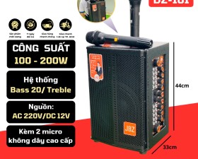 Loa Xách Tay Cao Cấp MTMAX DZ-101 Công Suất Lên Đến 200W, Bass 20, Treble, Kèm 2 Micro Không Dây