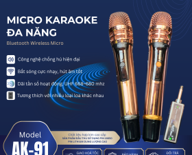 Micro Không Dây MTMAX AK91 Cao Cấp 2 Mic Chuyên Dùng Cho karaoke Hát Nhẹ