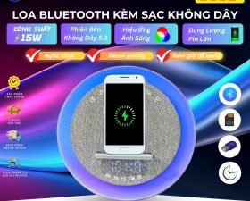 Loa Bluetooth S302 Nghe Nhạc, Xem Giờ, Sạc Nhanh 15W, Ánh Sáng LED RGB Nhấp Nháy