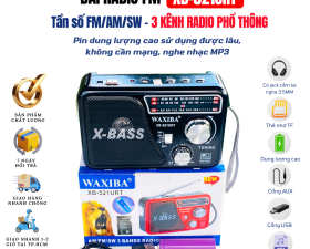 Đài Radio FM XB-521URT 3 Kênh Băng Tần, Loại Bỏ Tạp Âm, Tích Hợp Đèn Pin Chiếu Sáng