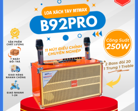 Loa Xách Tay Full Gỗ Cao Cấp MTMAX B92Pro, Công Suất 250W, Hệ Thống 2 Bass Đôi 20