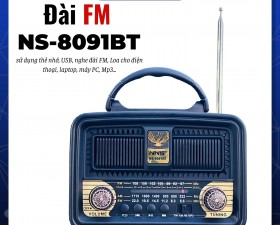 Đài FM NNS8091BT Có Bluetooth Cắm USB Thẻ Nhớ Thiết Kế Cổ Điển Nghe Nhạc Hay