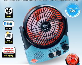 Đài FM FP335S Năng Lượng Mặt Trời Tích Hợp Quạt Và Đèn Pin Loa Nghe Nhạc