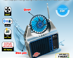 Đài FM FP128S/FP127S Năng Lượng Mặt Trời Tích Hợp Quạt Và Đèn Pin Loa Nghe Nhạc