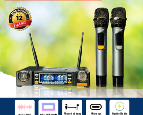 Micro Đầu Thu MTMAX K46pro Đèn LED RGB Micro Karaoke Cao Cấp Tần Số UHF
