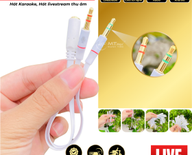 Dây Chia Tai Nghe 3.5 Ly, 3.5mm 2 in 1 out (1 đầu hỗ trợ Mic, 1 đầu hỗ trợ tai nghe) Màu Trắng